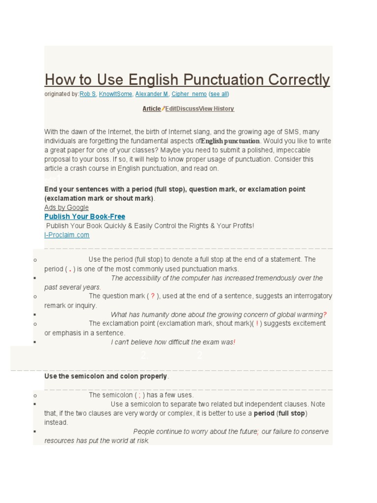 How To Use English Punctuation Correctly PDF Bracket Grammatical