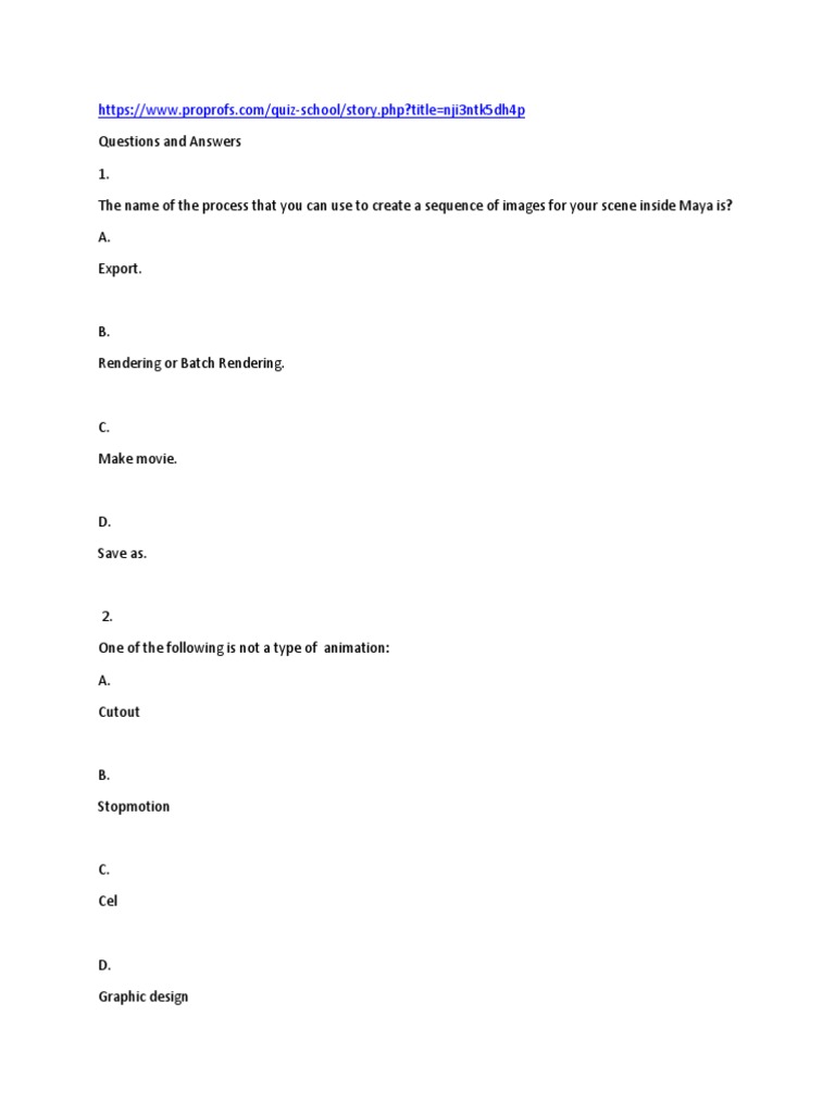 Animation Exam | PDF | Texture Mapping | 3 D Computer Graphics