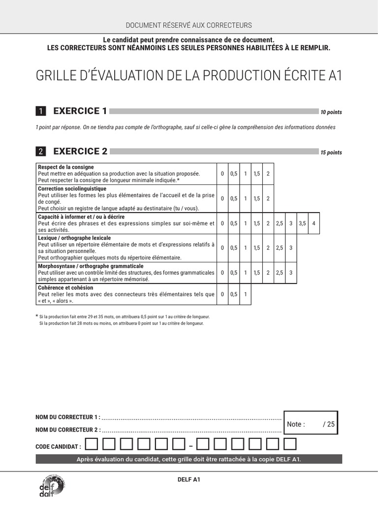 Grille D'évaluation Production D'écrit Cycle 3 Grille Evaluation Production Ecrite Delf a1 Tp 2 | Linguistique