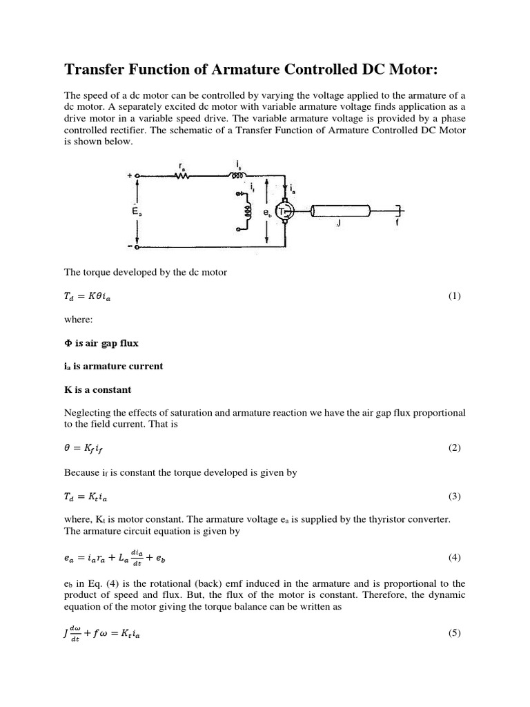 Material 2 Modelling DC Motor Transfer Function 1 PDF Electric Motor Direct Current