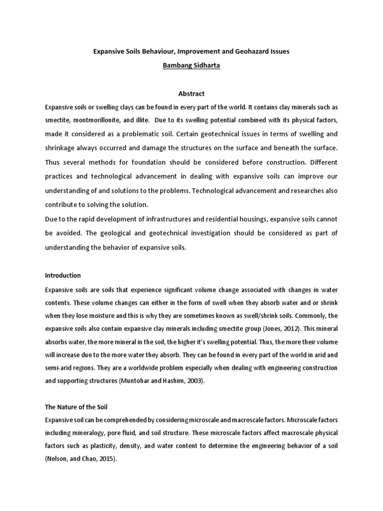 Expansive Soils: Behavior and Solutions | PDF | Clay Minerals | Soil
