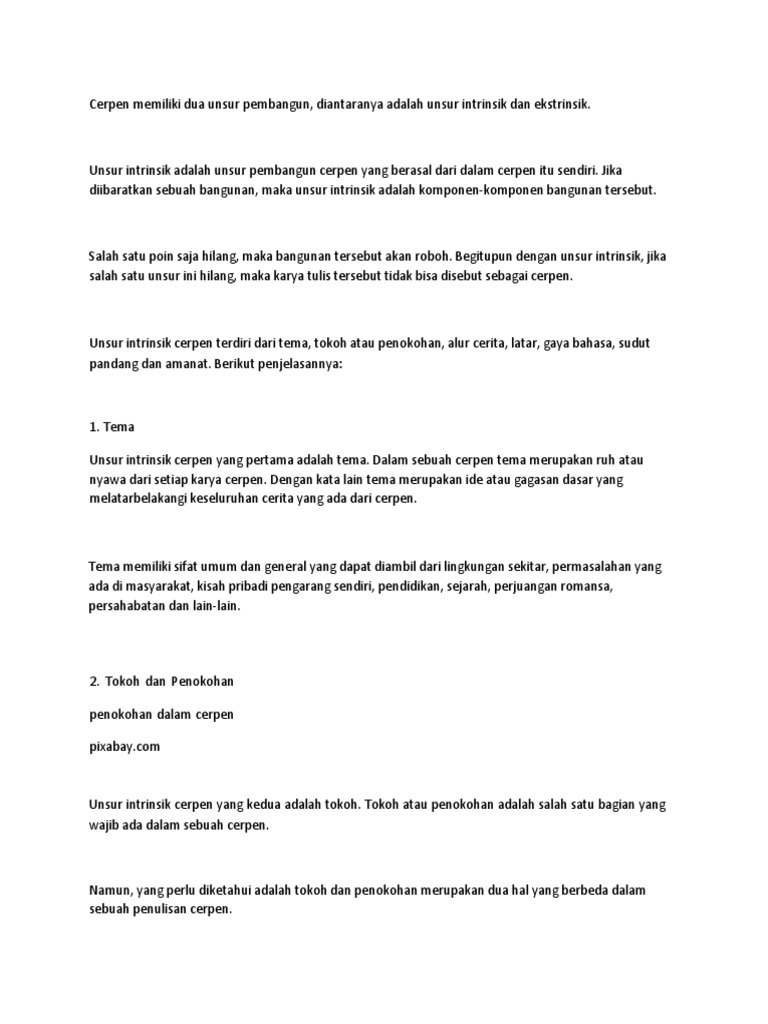 Unsur Intrinsik Cerpen Ok