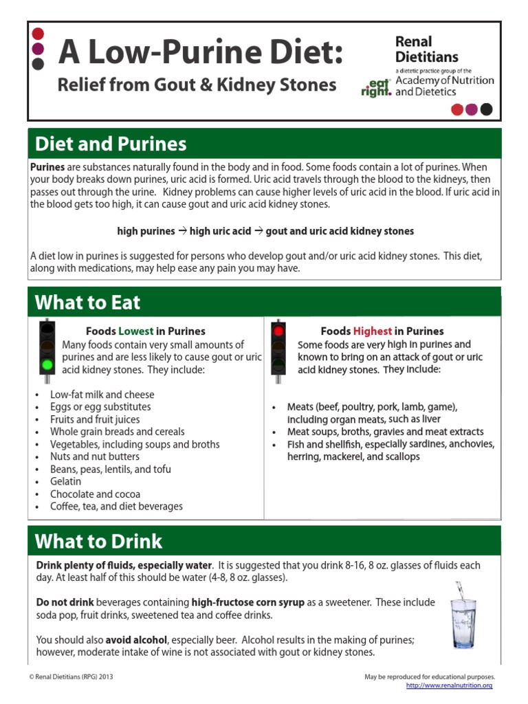 Low Purine Diet PDF Gout Dieting