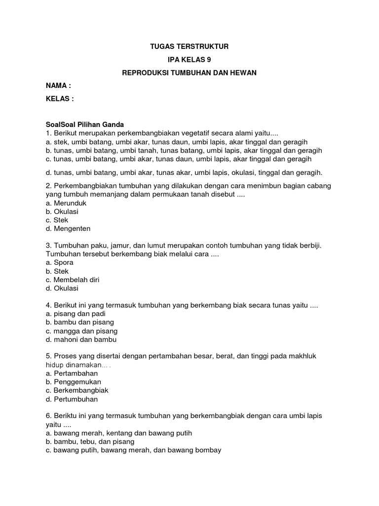 Soal Ipa Kelas 9