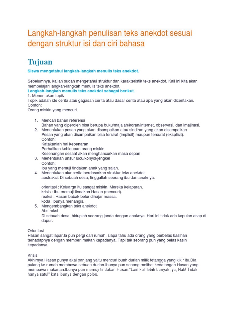 Langkah Langkah Penulisan Teks Anekdot