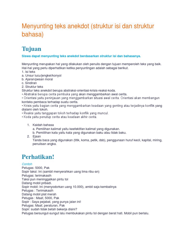 Menyunting Teks Anekdot Pdf