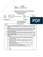 List of Programs: School of Computer Science and Engineering Fall Semester 2019-2020 Lab Experiments