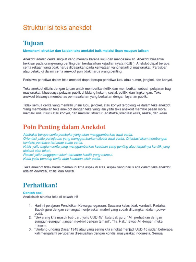 Struktur Isi Teks Anekdot Pdf