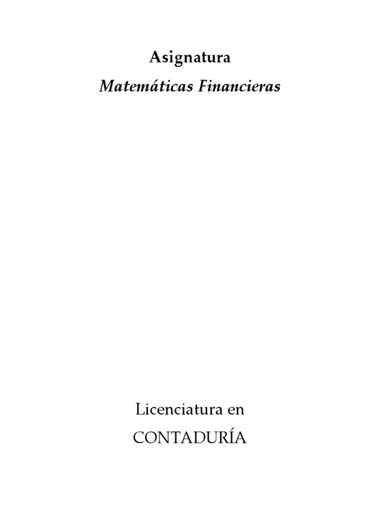 Matemáticas Financieras para Contaduría | PDF | Interés | Dinero