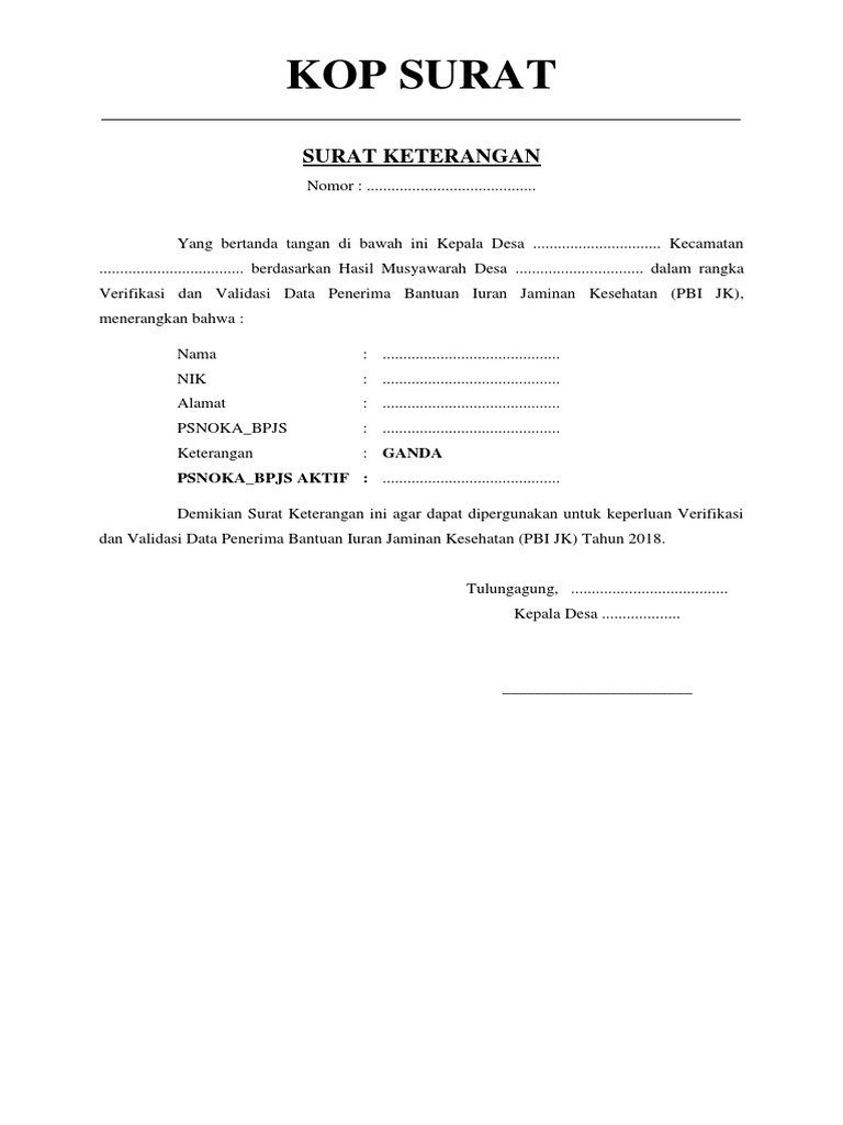 Contoh Surat Keterangan Ganda Pdf
