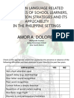 Common Language Related Difficulties of School Learners, Intervention Strategies and Its Applicability in The Philippine Settings