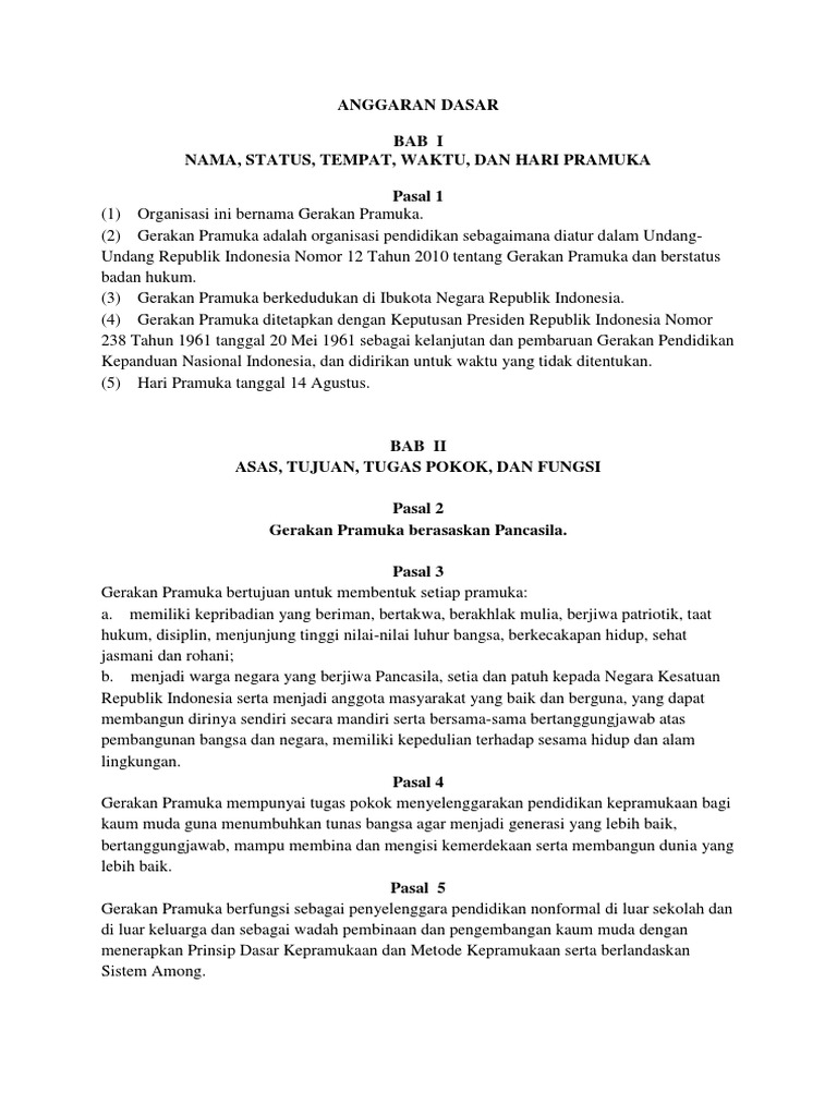 Anggaran Dasar Pramuka