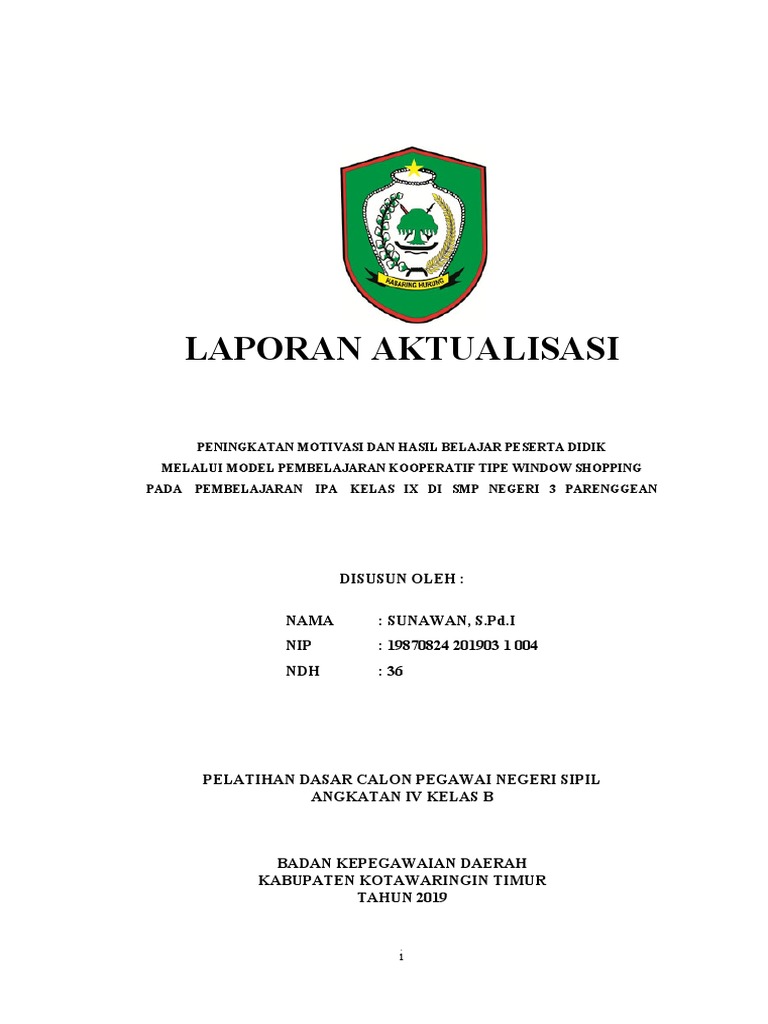 Laporan Aktualisasi Sunawan Latsar Cpns 2019