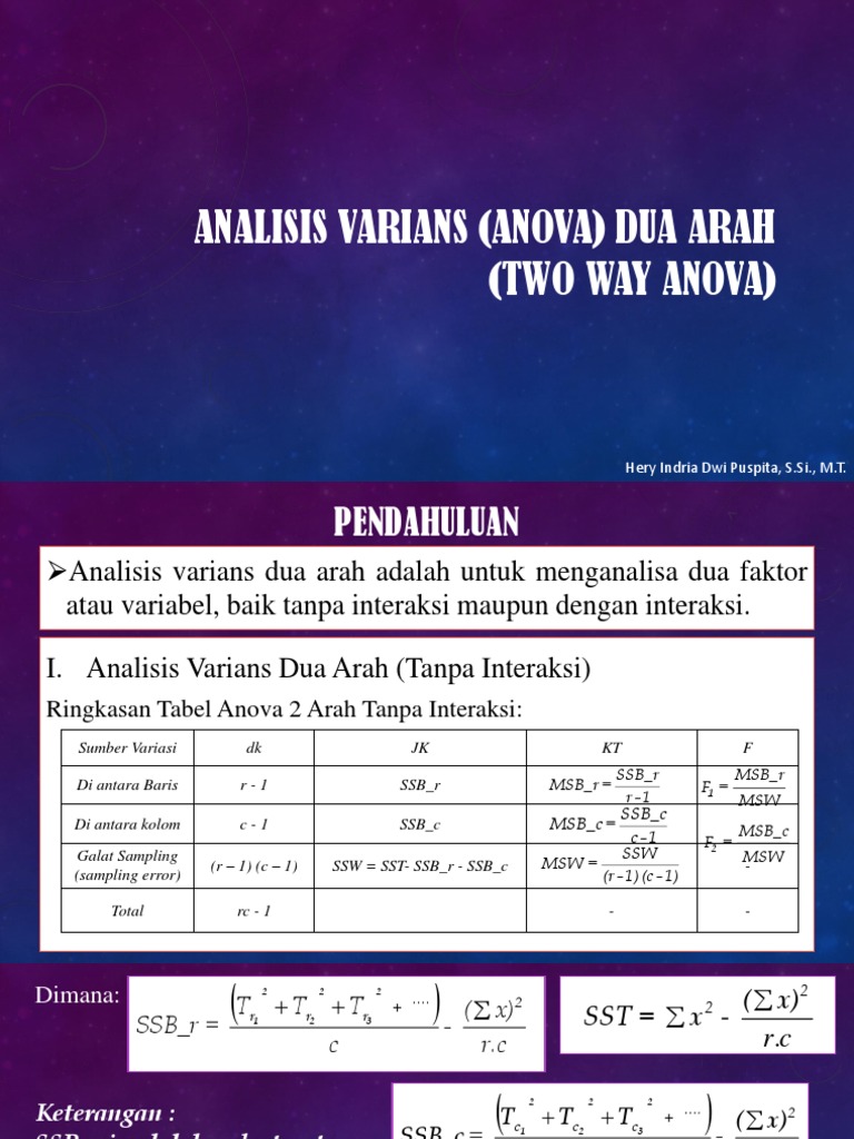 Analisis Varians Dua Arah (Two Way Anova) PDF | PDF
