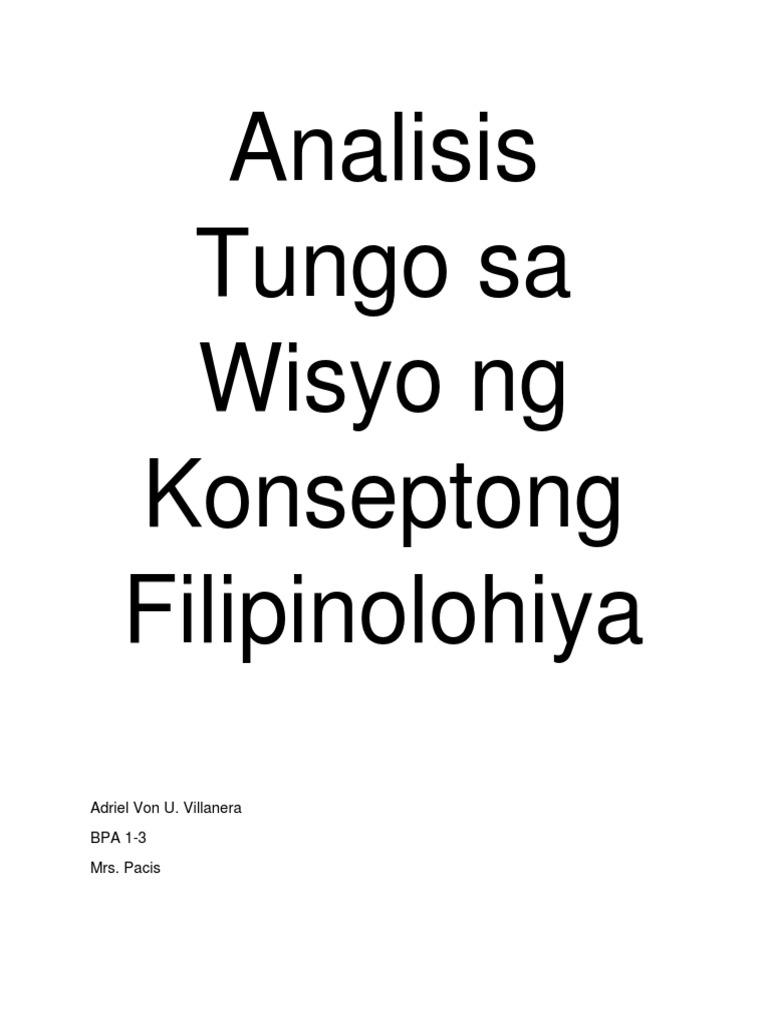 Analisis Tungo Sa Wisyo NG Konseptong Filipinolohiya | PDF