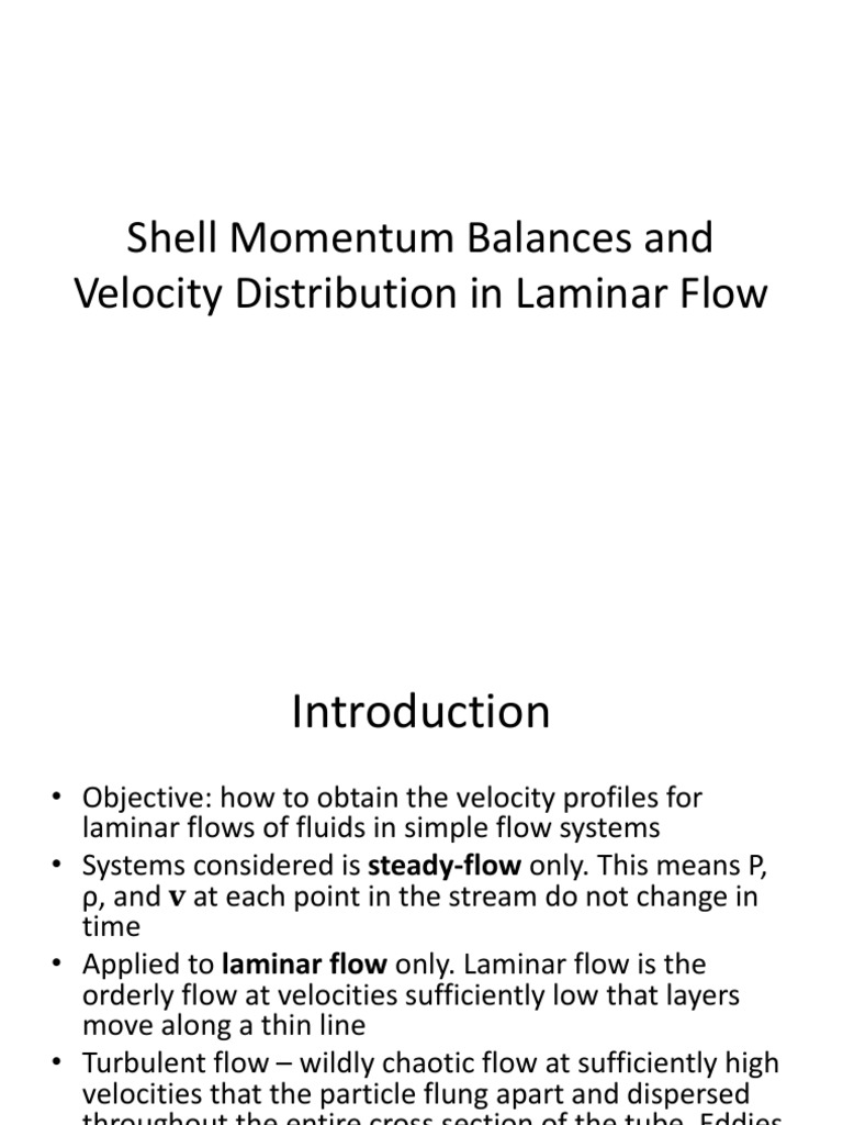 Shell Momentum Balances in Laminar Flow | PDF | Laminar Flow | Fluid ...