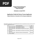 Application Guide For Doctor Course Applicants: Admission in April 2018