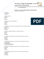 Soal UTS PTS K13 Tema 2 Kelas 3 Semester 1 Bahasa Indonesia