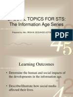 Special Topics For STS: The Information Age Series: Prepared By: Mrs. Irish M. Sequihod-Udtohan, Msbio