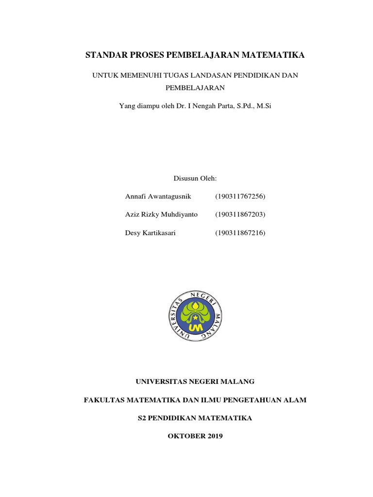 Standar Proses Pembelajaran Matematika | PDF | Karier & Perkembangan
