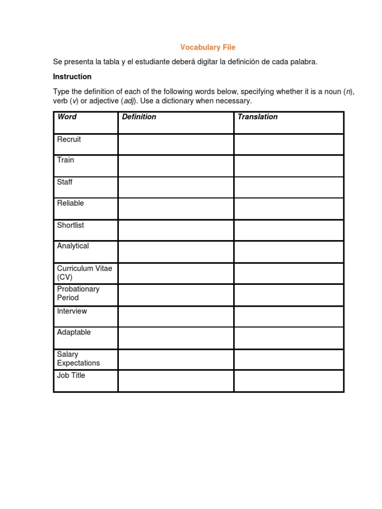 Vocabulary File1 PDF | PDF
