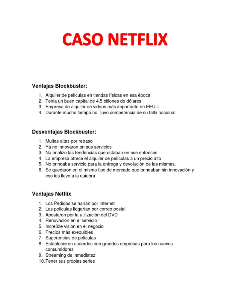 Ventajas y desventajas de Netflix y Blockbuster | PDF | Netflix | Walmart