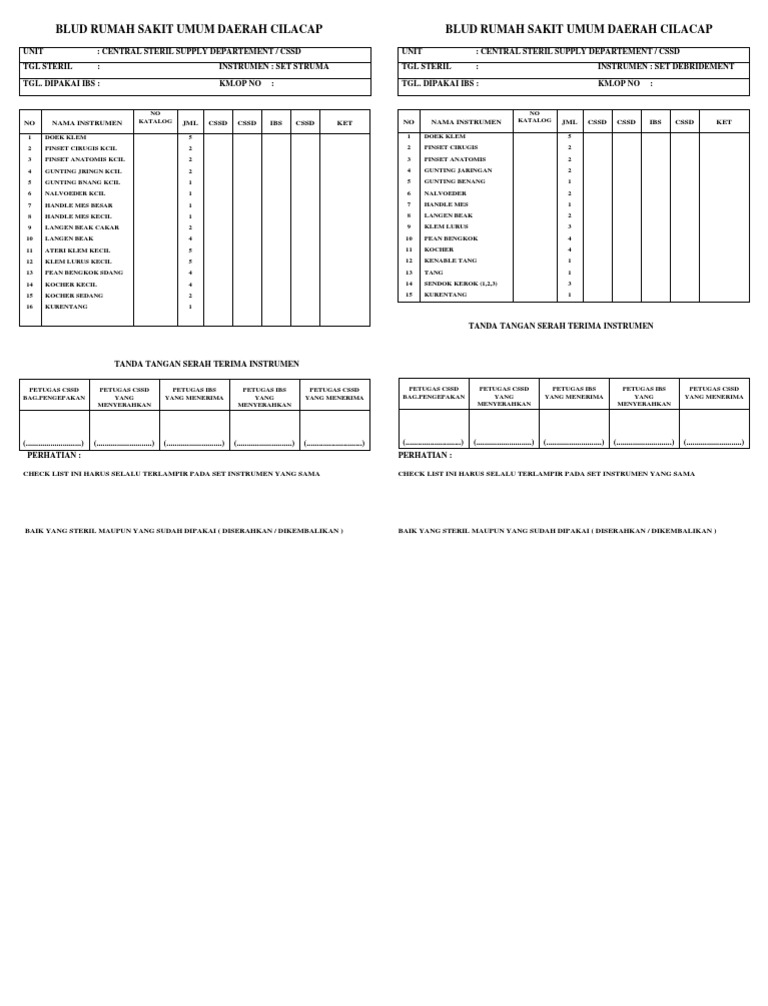 Set Instrumen Operasi Struma dan Debridement | PDF