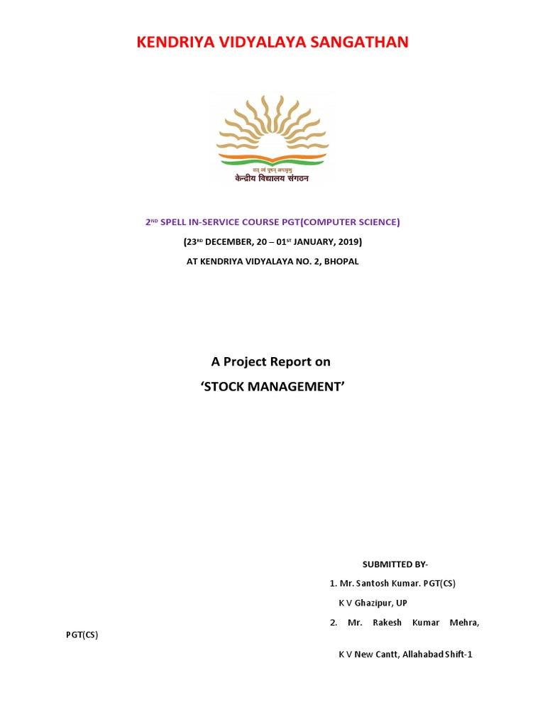 Stock Management System Project Report | PDF | Databases | Operating System