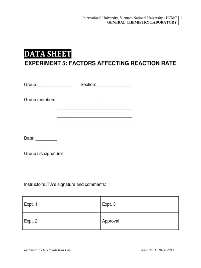 Factors Influencing Reaction Rates Lab | PDF | Reaction Rate | Chemical ...