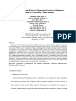 Relationship of Human Resource Management Practices On Employees' Retention As Perceived by College Students