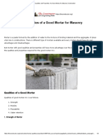 Qualities and Properties of A Good Mortar For Masonry Construction