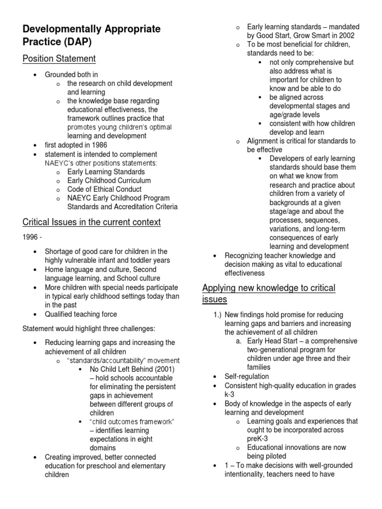 Developmentally Appropriate Practice Guide | PDF | Early Childhood ...