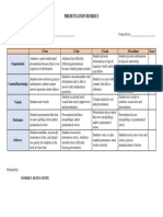 Presentation Rubrics: 1 Poor 2 Fair 3 Good 4 Excellent Score