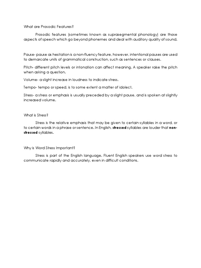 Understanding Prosodic Features in Speech | PDF