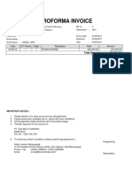 Proforma invoice for 1 room charge at Mascot Restaurant & Function Hall