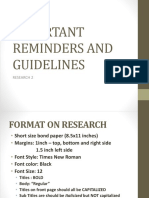 Important Reminders and Guidelines: Research 2