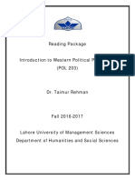 POL 203 Introduction To Western Political Philosophy (DR - Taimur Rehman