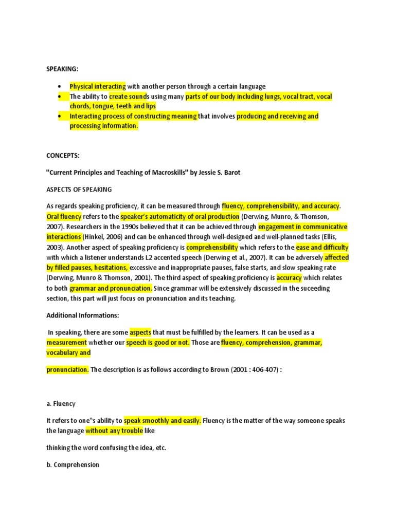 Speaking | PDF | Speech | Fluency
