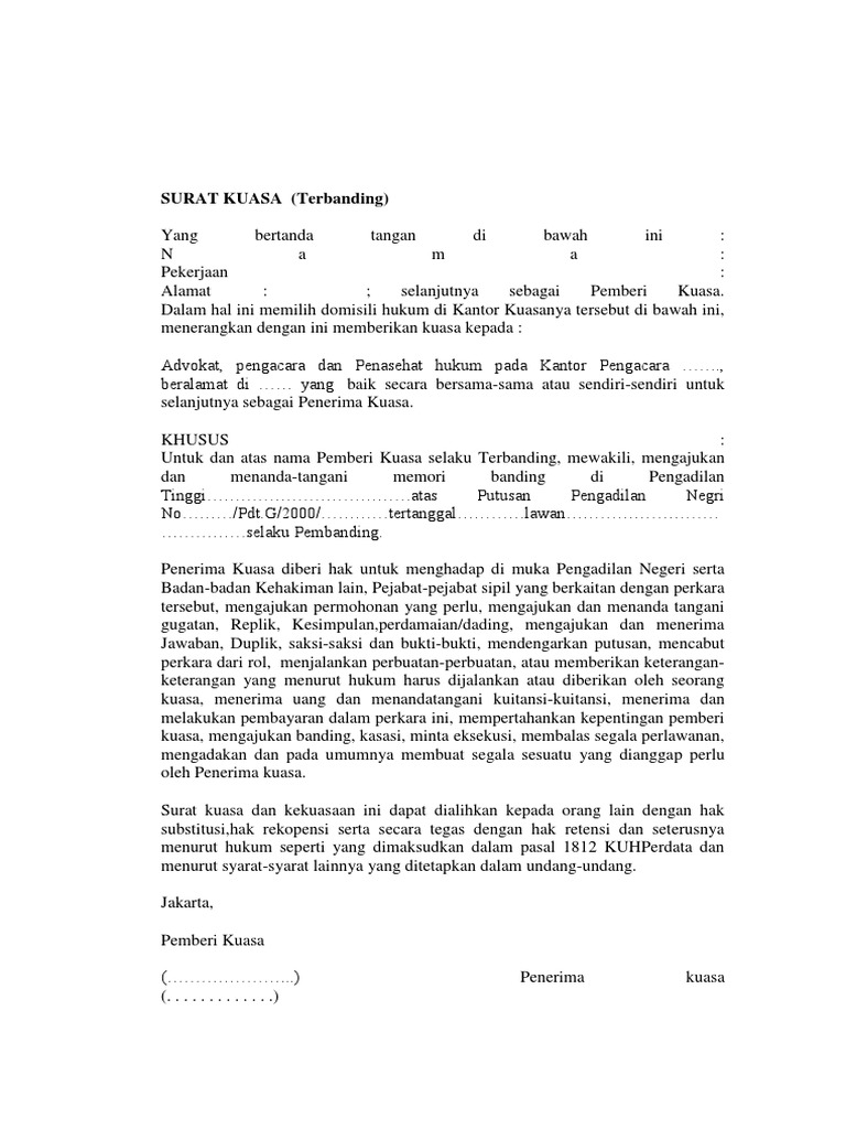 Surat Kuasa Terbanding