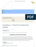Drug Abuse - A Threat To Society, Essay Sample