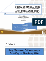 Aralin 5 Ang Conative Informative at Labeling Na Gamit NG Wika