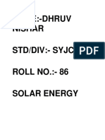 Name:-Dhruv Nishar Std/Div:-Syjc/H ROLL NO.: - 86 Solar Energy