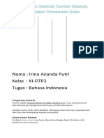 Nama: Irma Ananda Putri Kelas: XI-OTP2 Tugas: Bahasa Indonesia