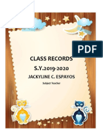 Class Records for Jackyline Espayos SY 2019-2020