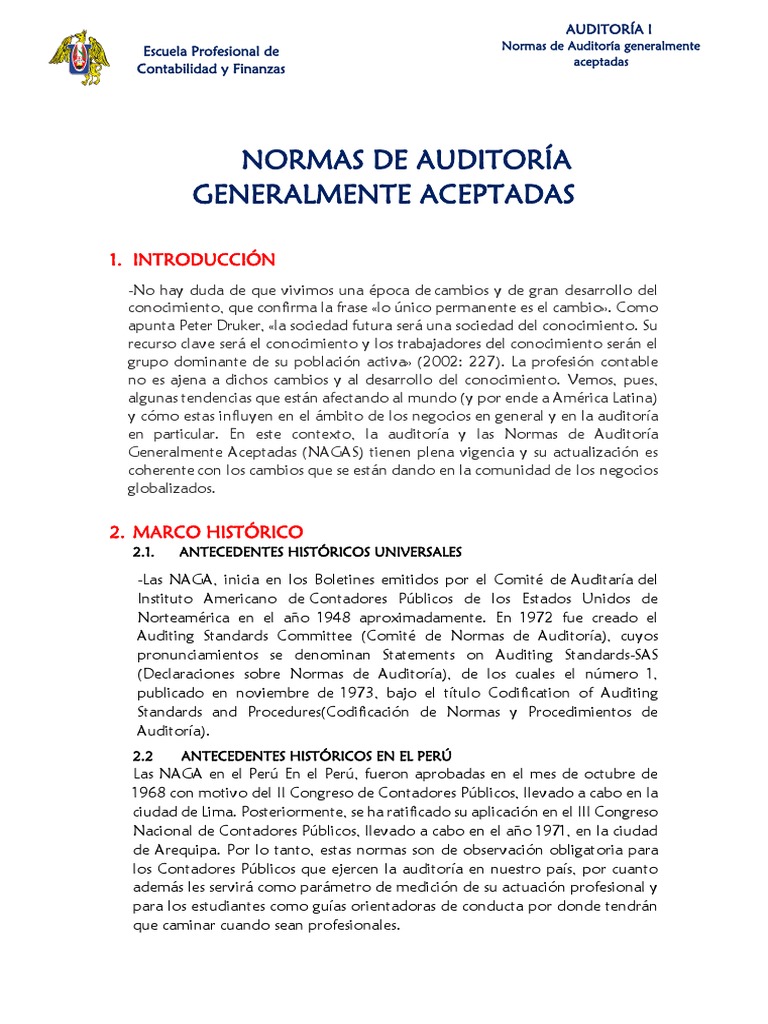 Normas de Auditoría Generalmente Aceptadas | PDF | Contralor | Auditoría