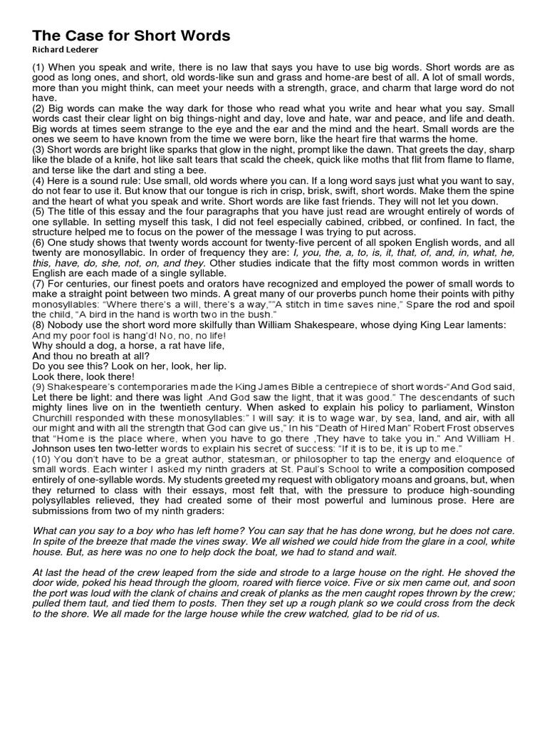 The Case For Short Words | PDF | Jargon | Taxes