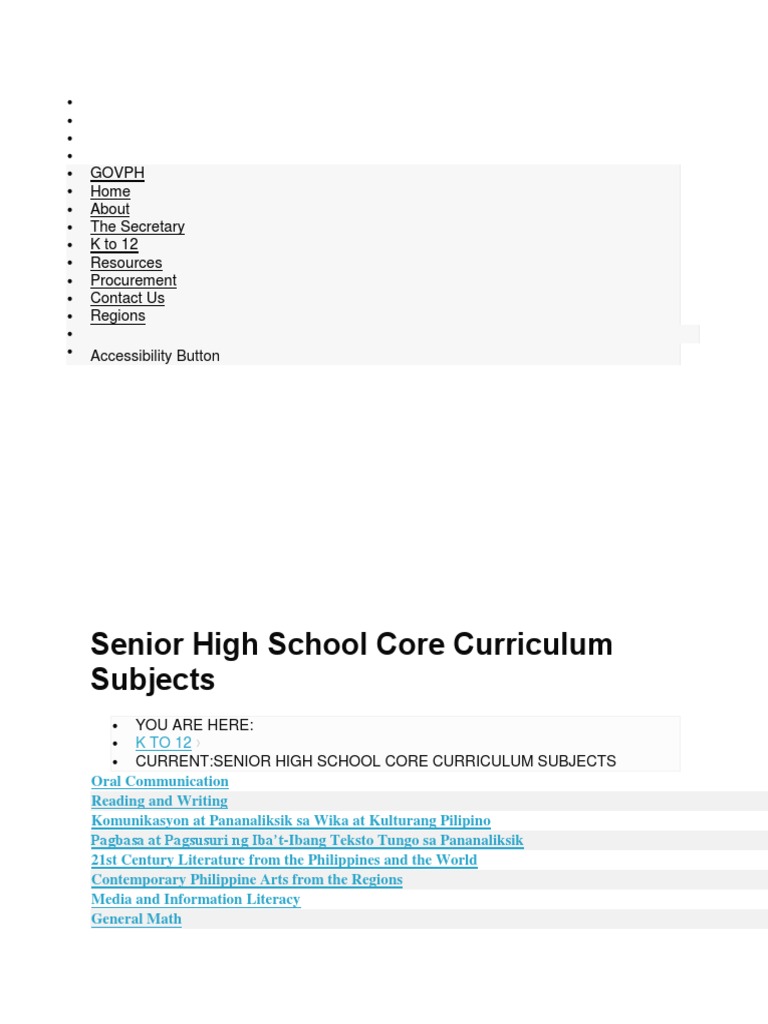 Senior High School Core Curriculum Guide | PDF