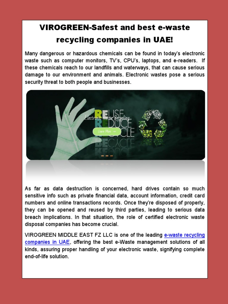 VIROGREENSafest and Best EWaste Recycling Companies in UAE! PDF