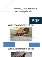 Thesis Statement, Topic Sentence and Supporting Details