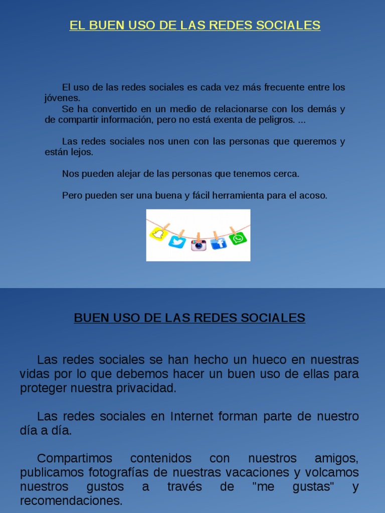 El Buen Uso de Las Redes Sociales. | PDF | Servicio de redes sociales ...